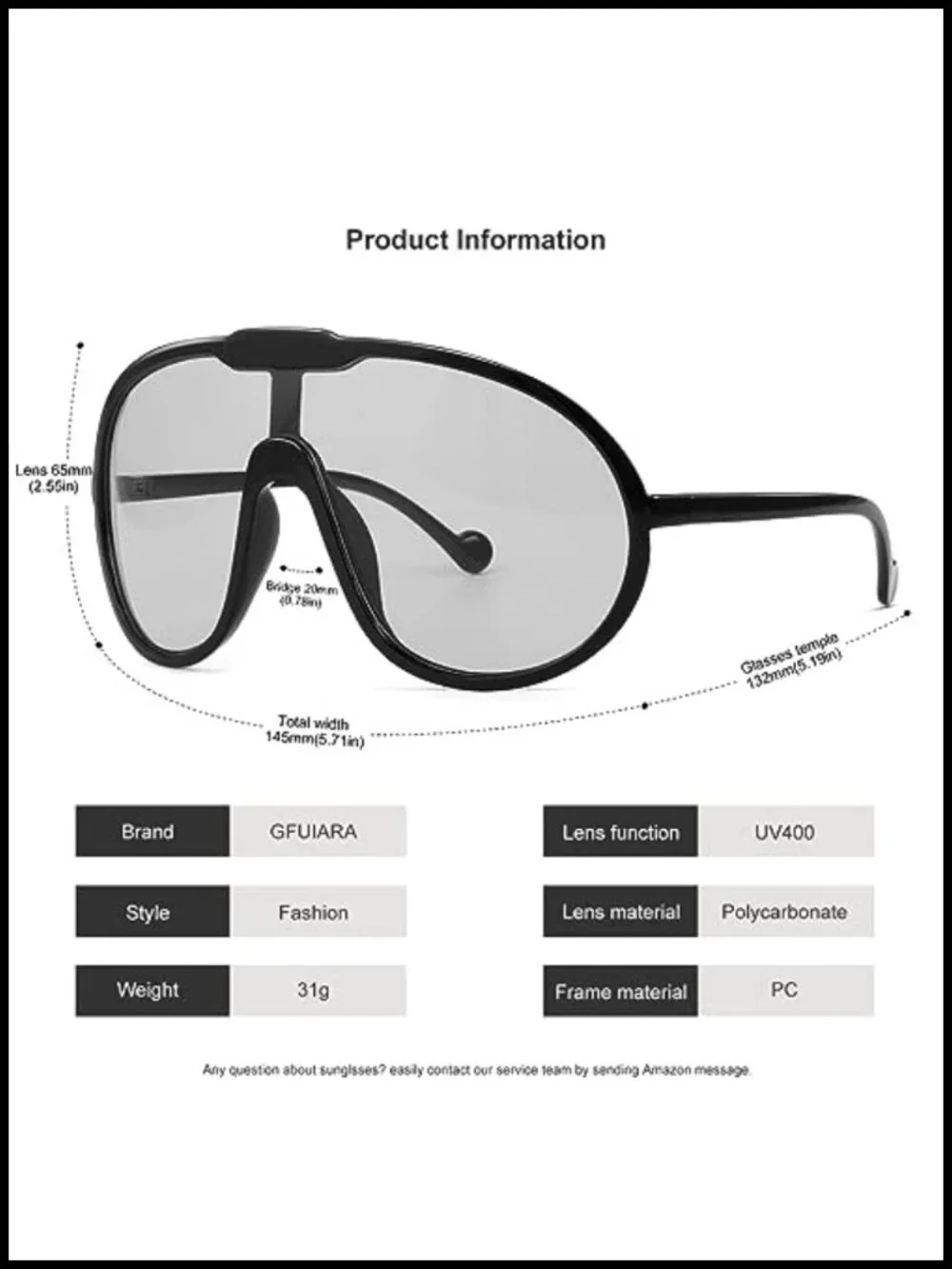 Oversized Aviator Shield Sunglasses UV400 Protection